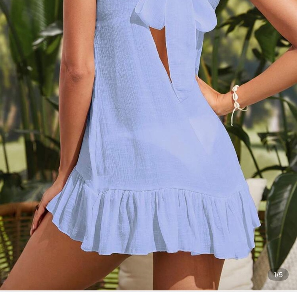 Tie Back Ruffle Hem Cover Up Dress